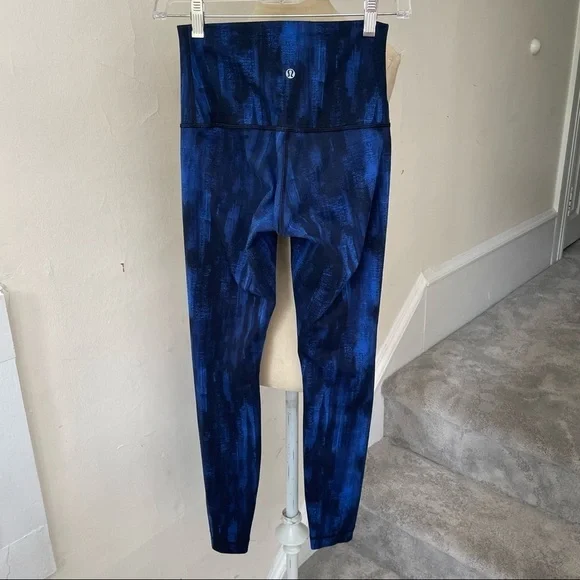 Lululemon Wunder Nightsky Harbor Blue Black Under Pant Full-On Luon Roll Down 6 - Picture 7 of 10